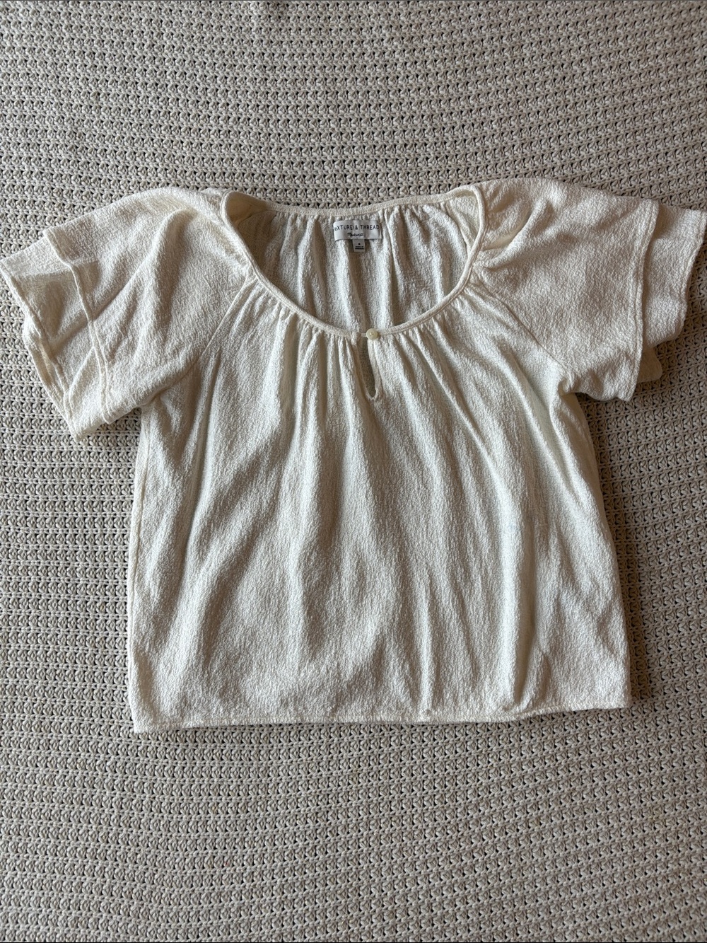 Madewell Cream Textured Scoop Neck Top 100% cotton